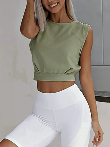 Round Neck Cropped Active Top