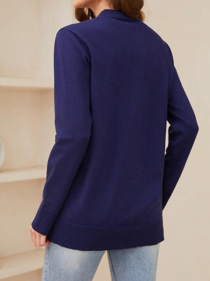 Pocketed Button Up Long Sleeve Cardigan Carauana Store