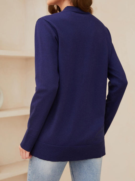 Pocketed Button Up Long Sleeve Cardigan Carauana Store