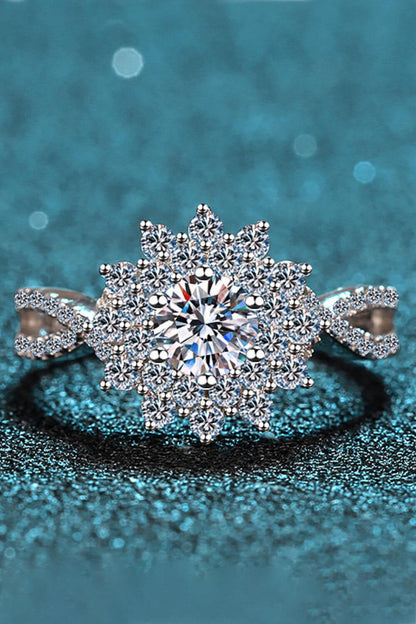Moissanite Flower-Shape Split Shank Ring Carauana Store