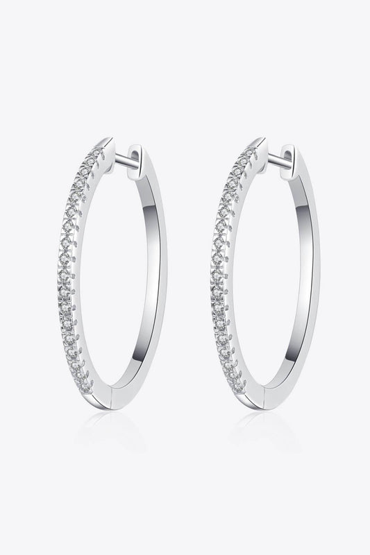 Rhodium-Plated Moissanite Hoop Earrings Carauana Store
