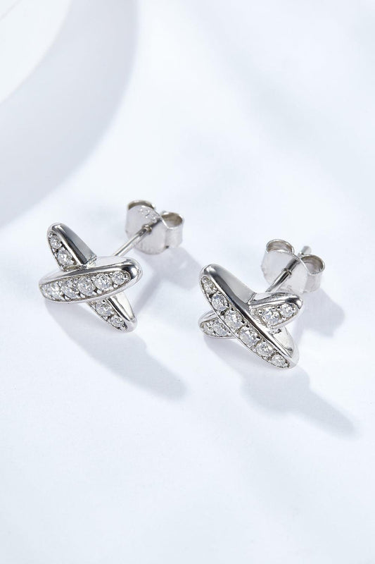 925 Sterling Silver X-Shape Moissanite Earrings Carauana Store