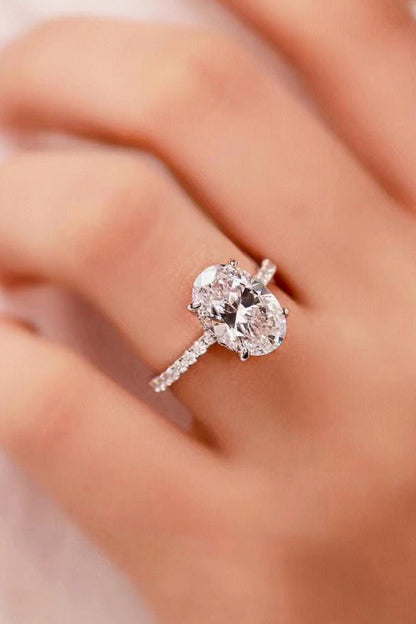 Platinum-Plated Side Stone 2 Carat Moissanite Ring Carauana Store