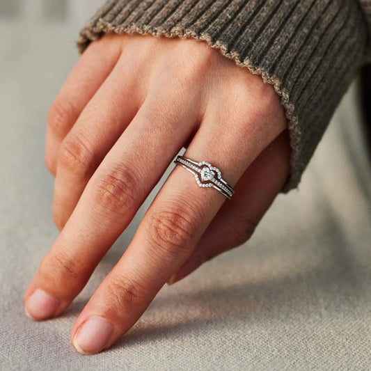 925 Sterling Silver Inlaid Zircon Heart Ring Carauana Store