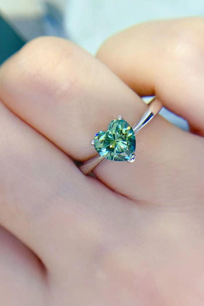 1 Carat Moissanite Heart 925 Sterling Silver Ring Carauana Store