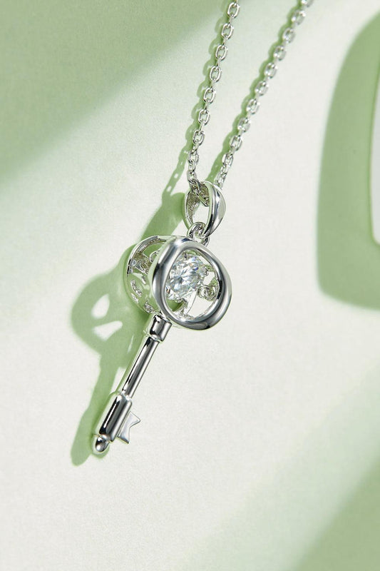 Adored Moissanite Key Pendant Necklace Carauana Store