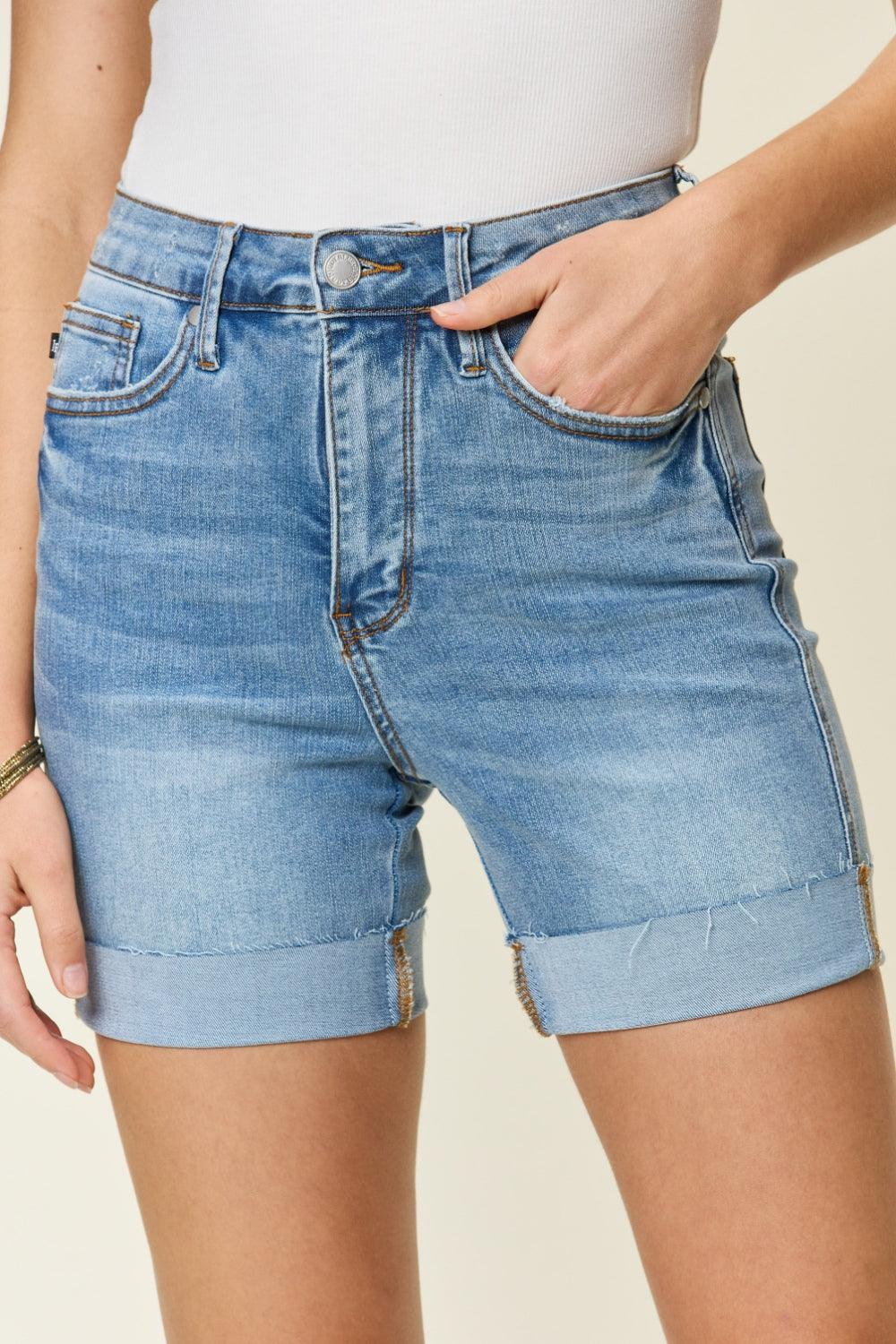 Judy Blue Full Size Tummy Control High Waist Denim Shorts Carauana Store