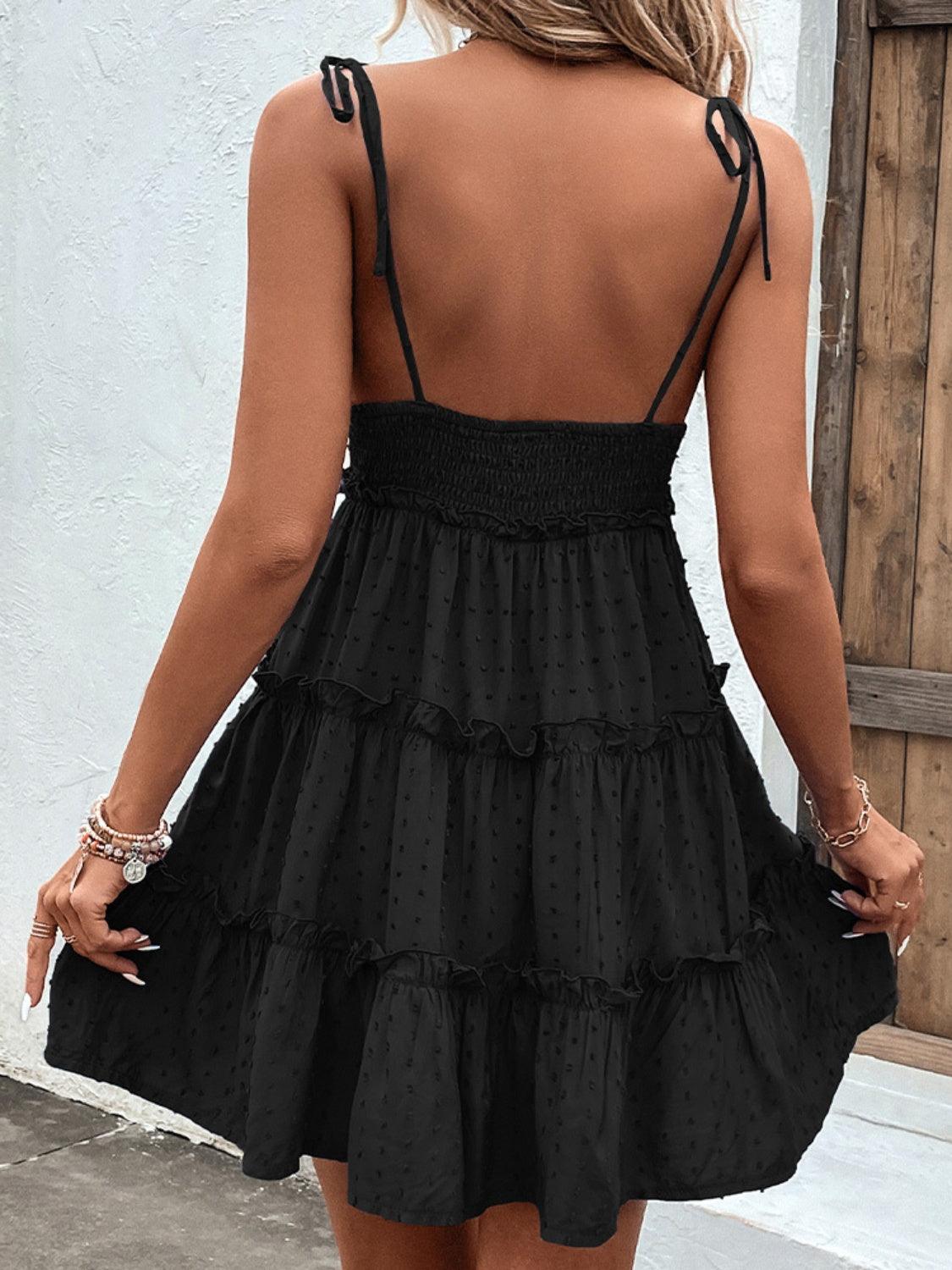 Frill Spaghetti Strap Tiered Dress Carauana Store