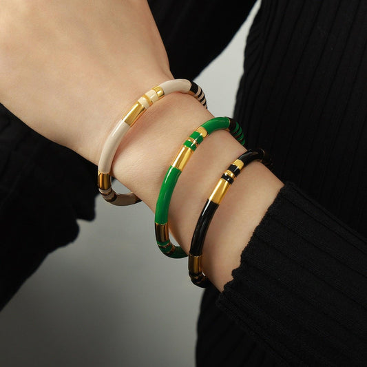 Enamel Titanium Steel Cuff Bracelet Carauana Store