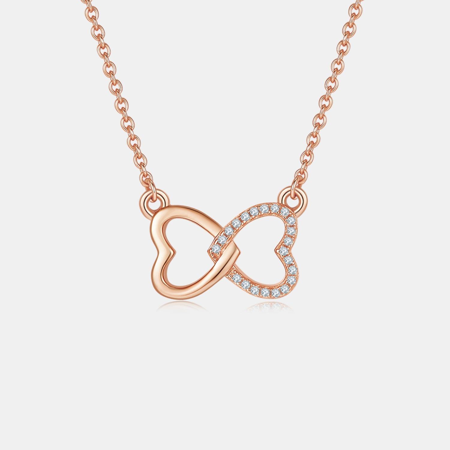 Moissanite 925 Sterling Silver Heart Bow Necklace Carauana Store