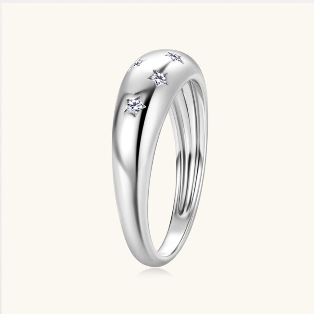 925 Sterling Silver Inlaid Moissanite Star Ring Carauana Store