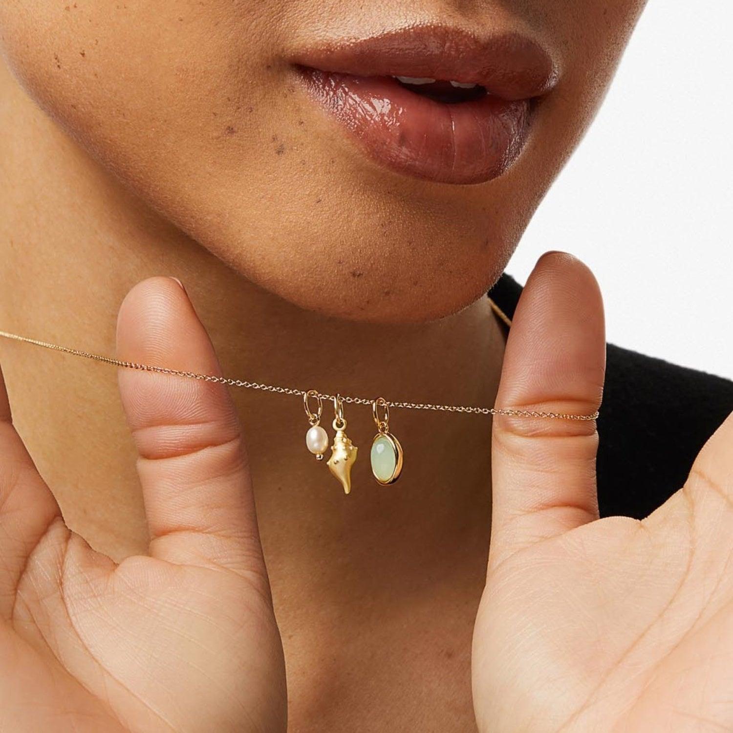 14K Gold-Plated Natural Crystal Conch Pendant Necklace Carauana Store