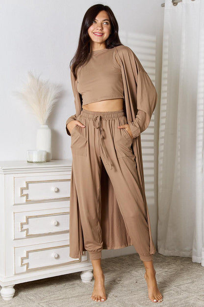 Tank, Pants, and Cardigan Set with Pockets Carauana Store