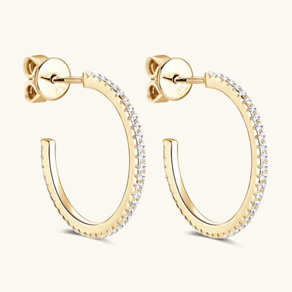 Inlaid Moissanite 925 Sterling Silver C-Hoop Earrings Carauana Store