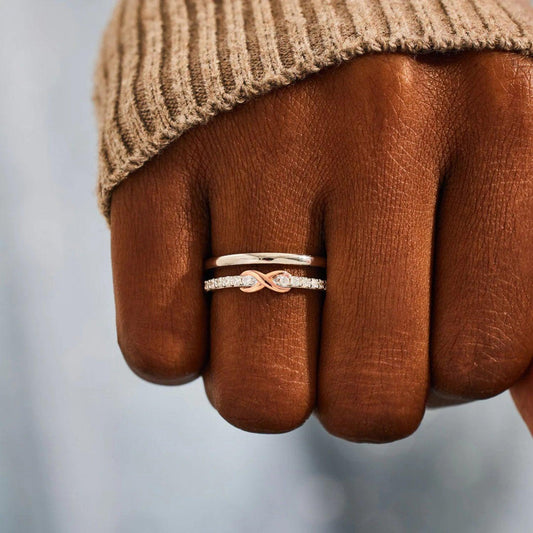 Double-Layered Zircon 925 Sterling Silver Ring Carauana Store