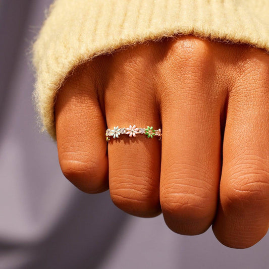 Flower Shape 925 Sterling Silver Zircon Ring Carauana Store