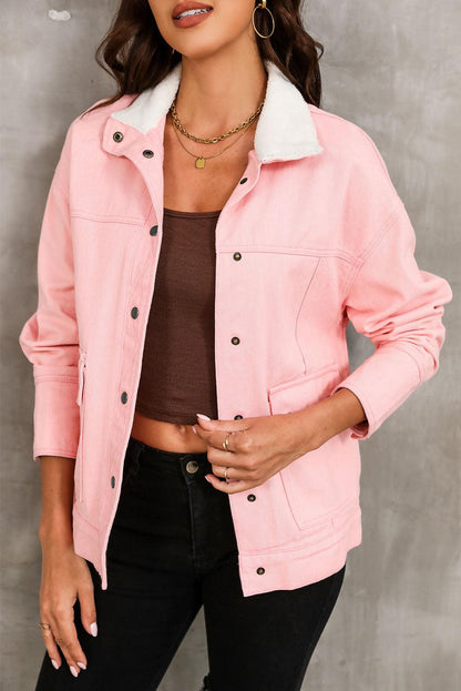 Snap Down Dropped Shoulder Denim Jacket Carauana Store