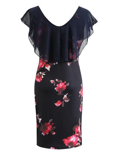 Printed Ruffled Cap Sleeve Mini Dress Carauana Store