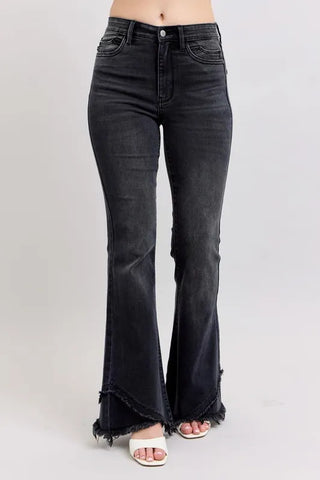 Judy Blue Full Size High Waist Flare W/ Mock Fray Tulip Hem Plus Size