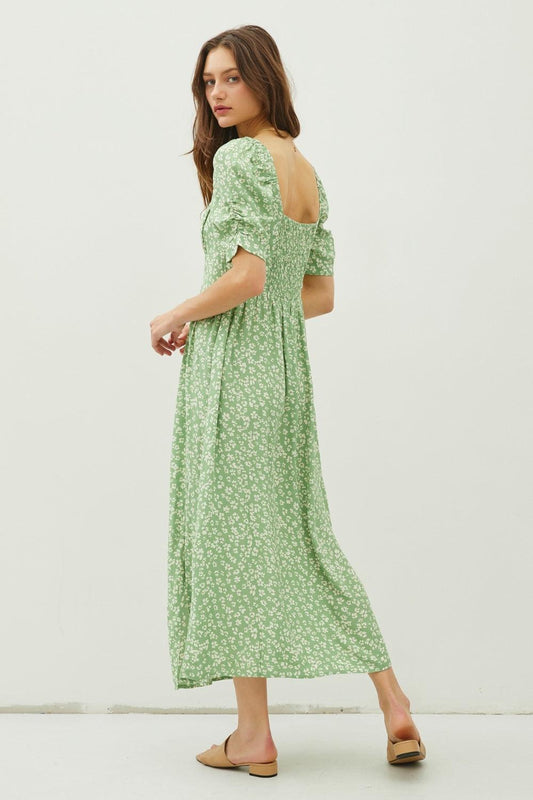 Be Cool Floral Smocked Back Slit Dress Carauana Store