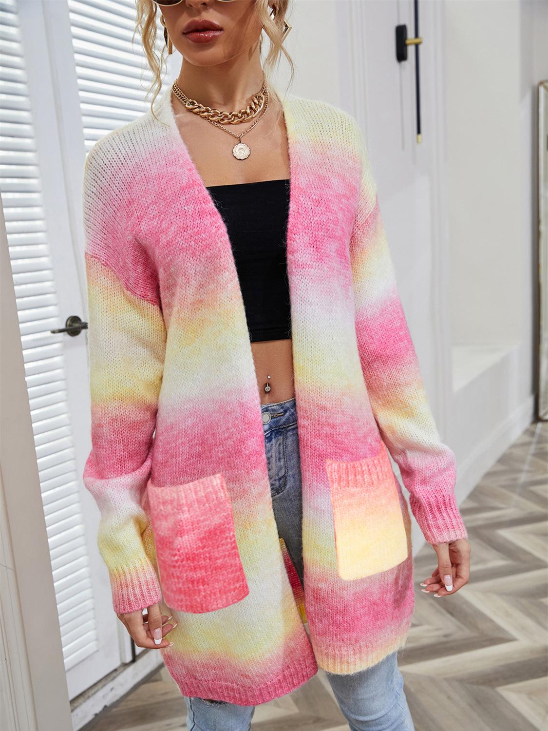 Angel Wings Full Size Pocketed Open Front Gradient Cardigan Carauana Store