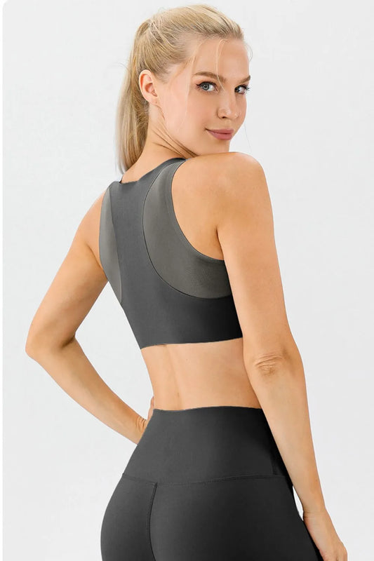 Round Neck Wide Strap Active Bra Carauana Store