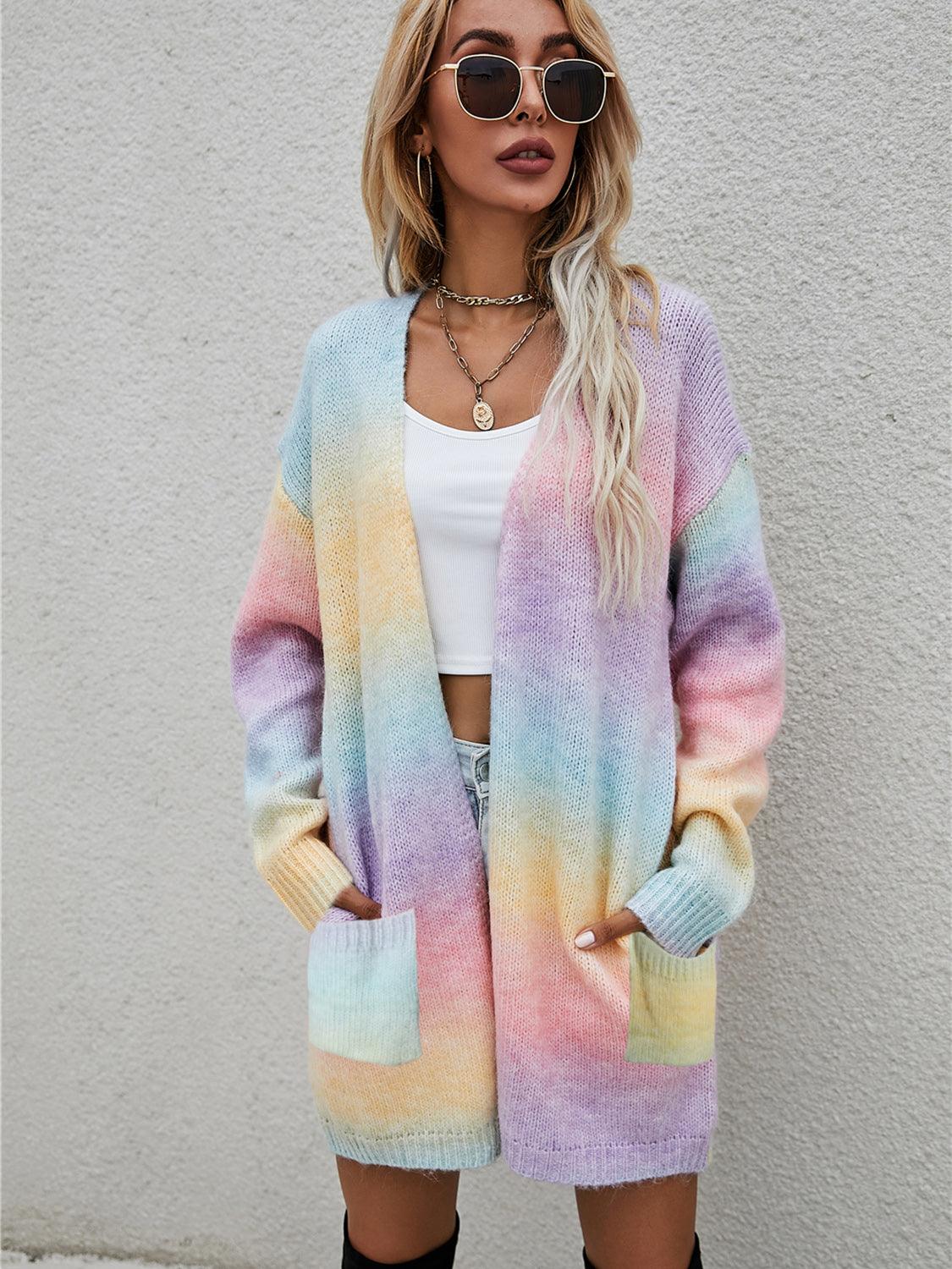 Angel Wings Full Size Pocketed Open Front Gradient Cardigan Carauana Store