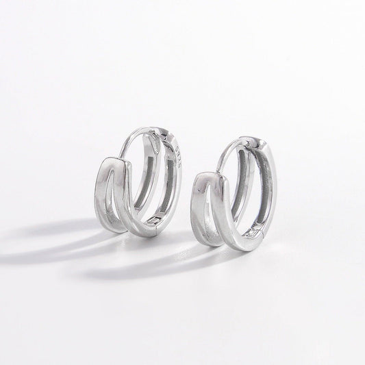 925 Sterling Silver Inlaid Zircon Huggie Earrings Carauana Store