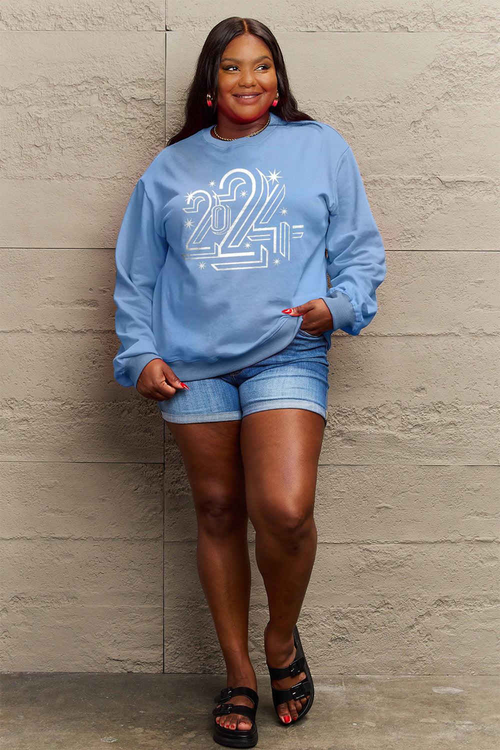 Simply Love Full Size 2024 Round Neck Dropped Shoulder Sweatshirt Carauana Store