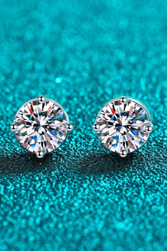 2 Carat Moissanite Rhodium-Plated Stud Earrings Carauana Store