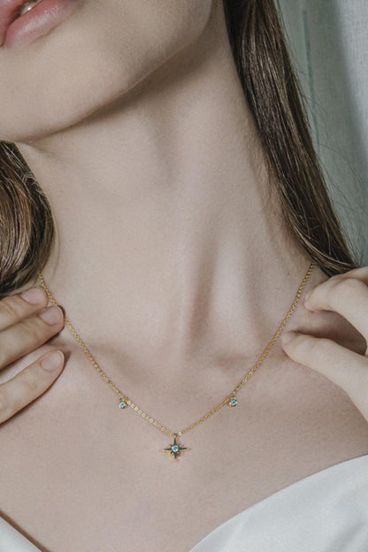 Moissanite North Star Pendant 925 Sterling Silver Necklace Carauana Store