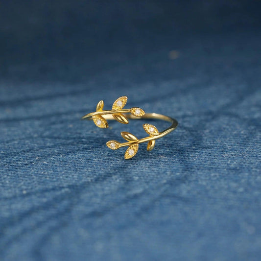 925 Sterling Silver Zircon Leaf Shape Ring Carauana Store
