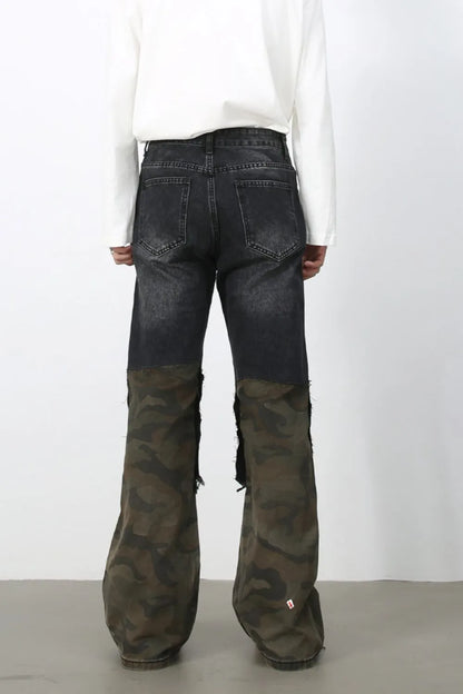 Men's Frayed Hem Camouflage Jeans Carauana Store