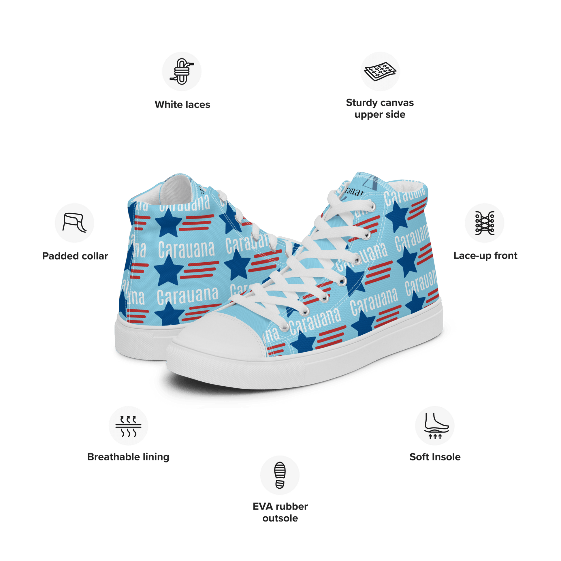 CARAUANA Hip Hop canvas shoes sky blue USA